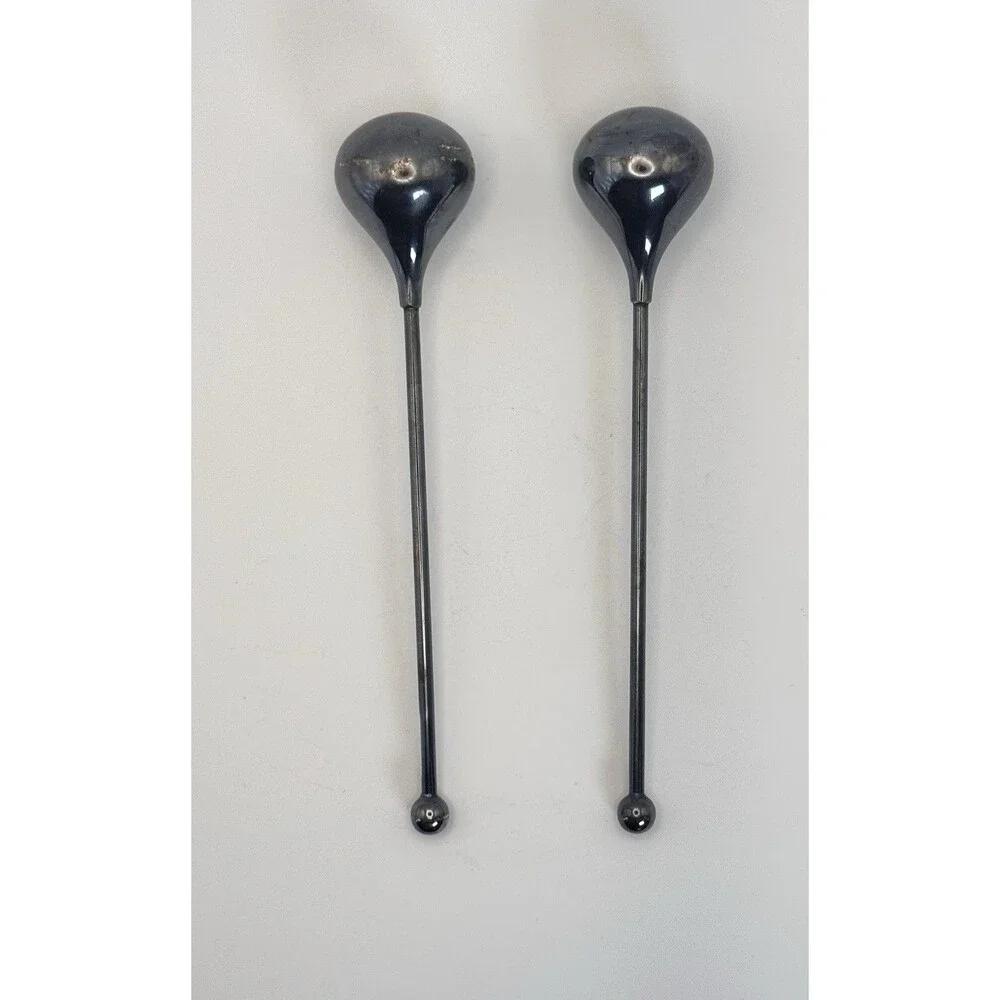 Vintage MCM Danish Drink Cooler Stirrers Set of 2 Cocktail Silver Plated Barware